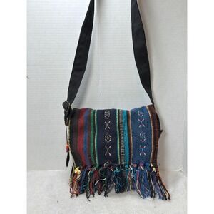 NWOT VTG Catori Woven Bohemian Crossbody Colorful Fringe Tassel Flap